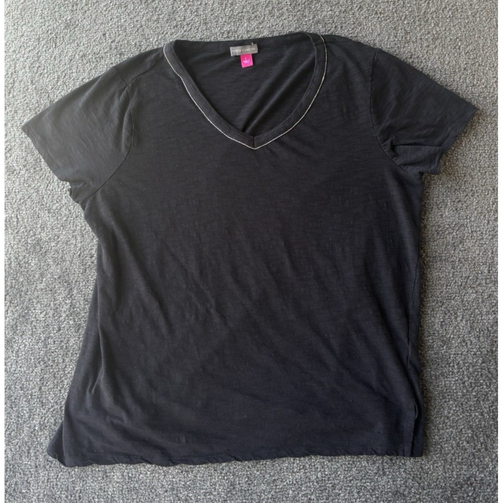 Vince Women's Black‎ T-shirt V-Neck  Size Large